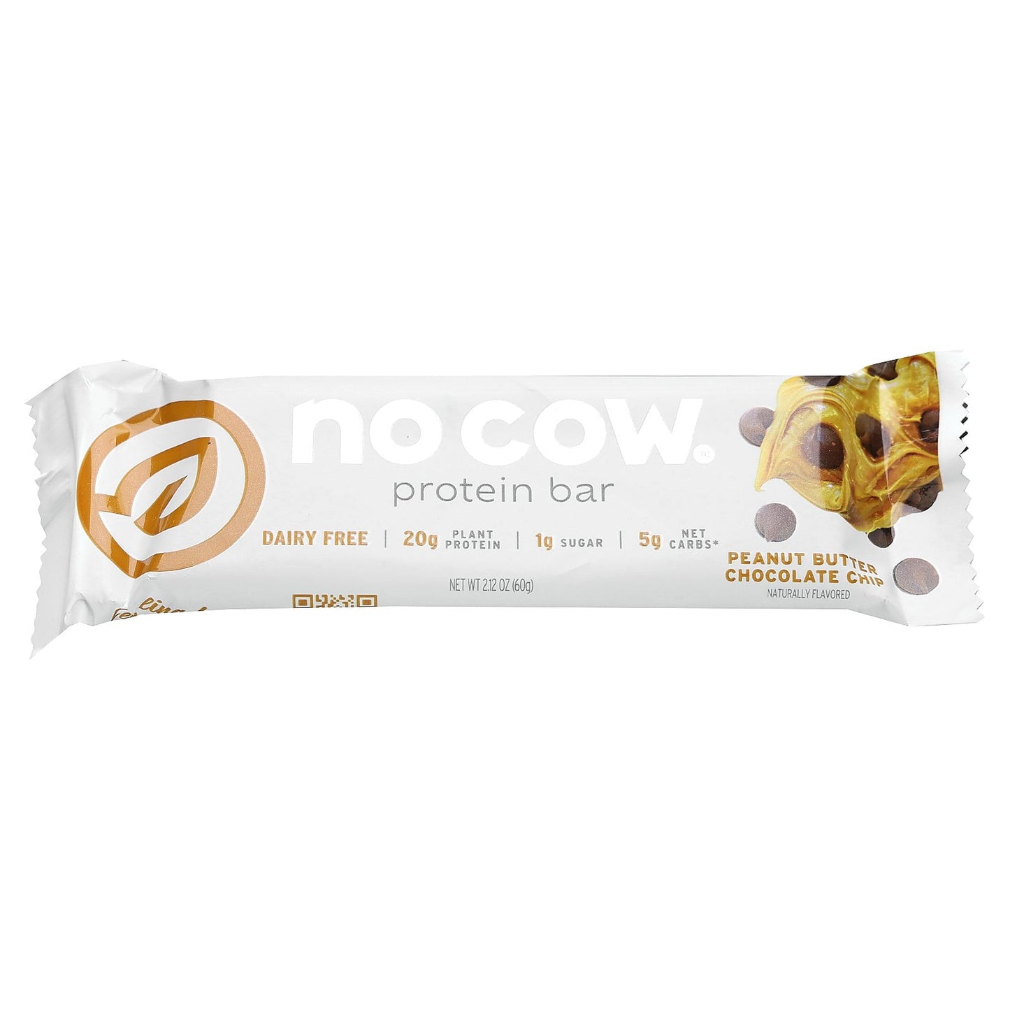 No Cow, Protein Bar, Peanut Butter Chocolate Chip, 12 Bars, 2.12 oz (60 g) Each