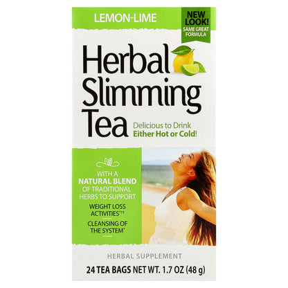 21st Century, Herbal Slimming Tea, Lemon-Lime, Caffeine Free, 24 Tea Bags, 1.7 oz (48 g)