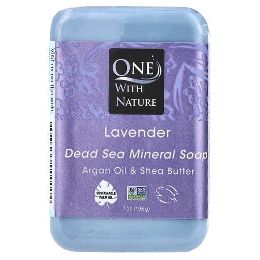 One with Nature, Dead Sea Mineral Bar Soap, Lavender, 7 oz (198 g)