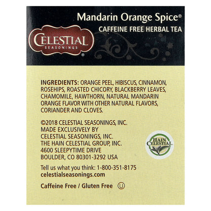Celestial Seasonings, Herbal Tea, Mandarin Orange Spice®, Caffeine Free, 20 Tea Bags, 1.9 oz (55 g)