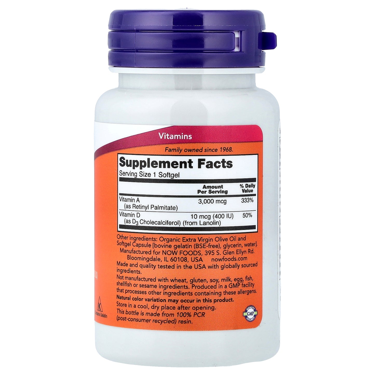 NOW Foods, Vitamin A&D, 100 Softgels