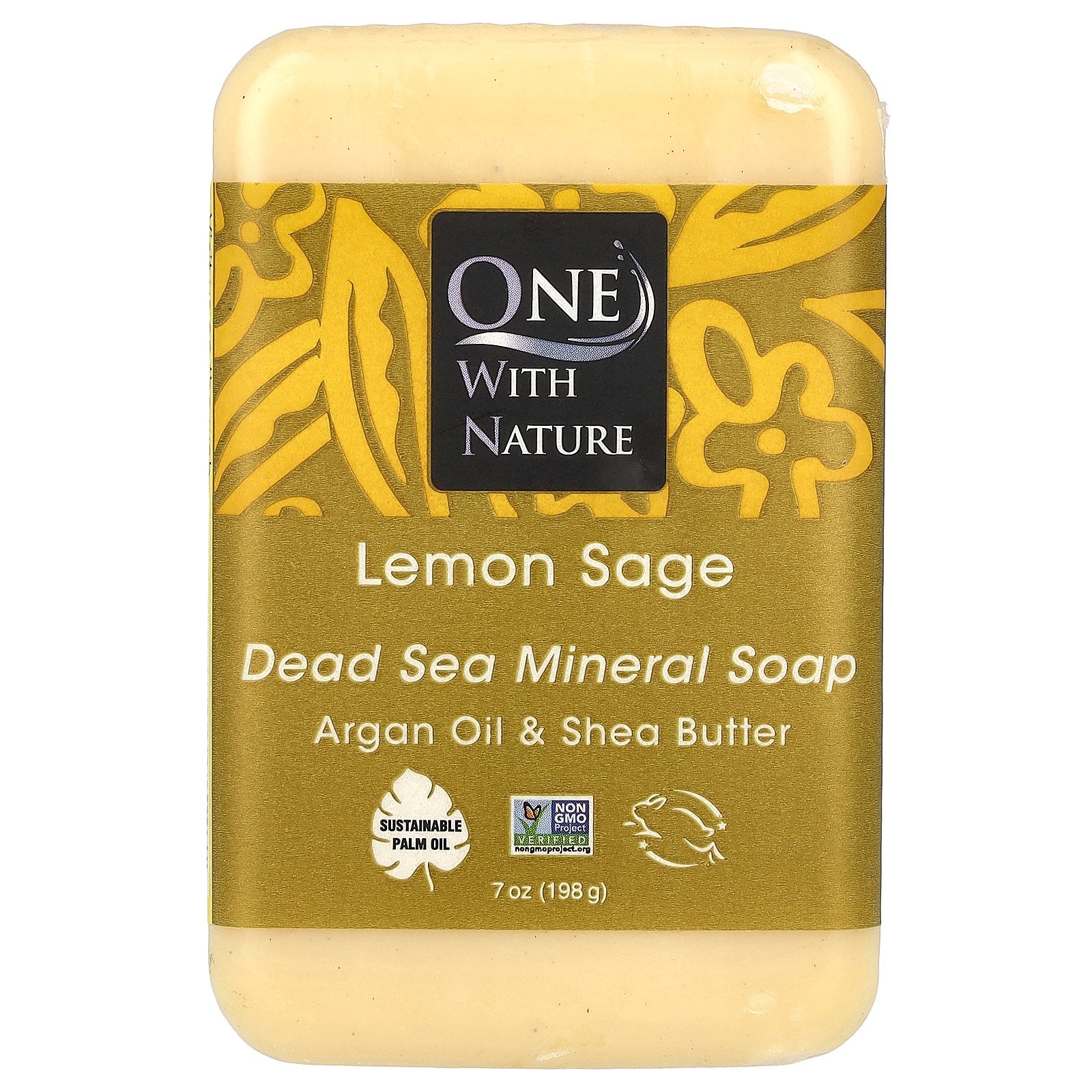 One with Nature, Dead Sea Mineral Bar Soap, Lemon Sage, 7 oz (198 g)