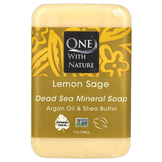 One with Nature, Dead Sea Mineral Bar Soap, Lemon Sage, 7 oz (198 g)