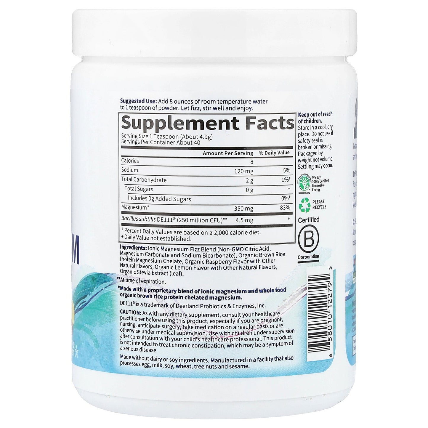 Garden of Life, Dr. Formulated, Whole Food Magnesium, Raspberry Lemon, 7 oz (198.4 g)