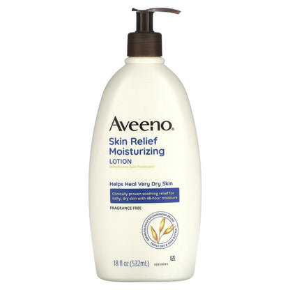 Aveeno, Skin Relief Moisturizing Lotion, For Dry to Very Dry Skin, Fragrance-Free, 18 fl oz (532 ml)
