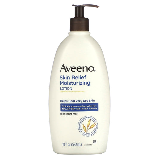 Aveeno, Skin Relief Moisturizing Lotion, For Dry to Very Dry Skin, Fragrance-Free, 18 fl oz (532 ml)