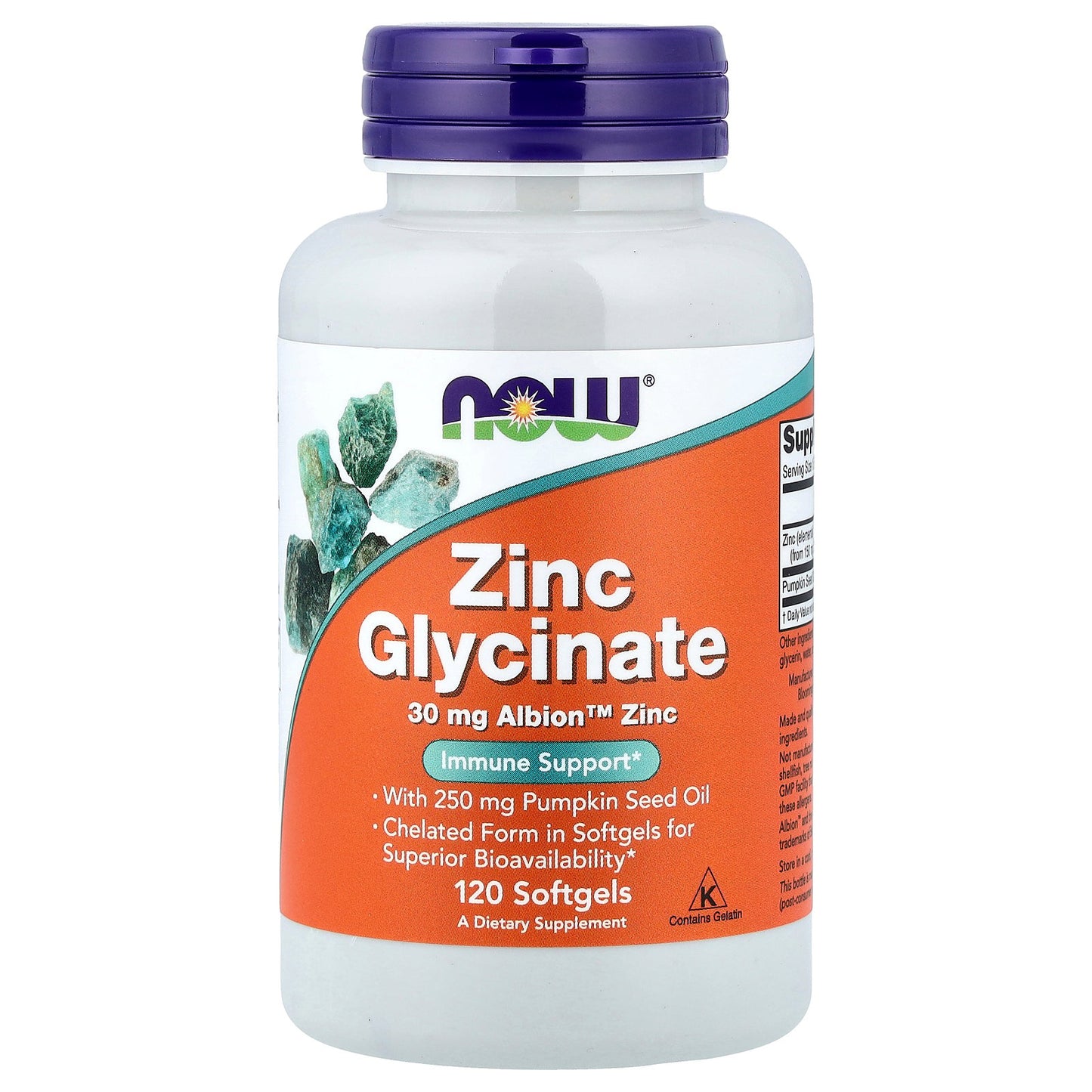 NOW Foods, Zinc Glycinate, 120 Softgels