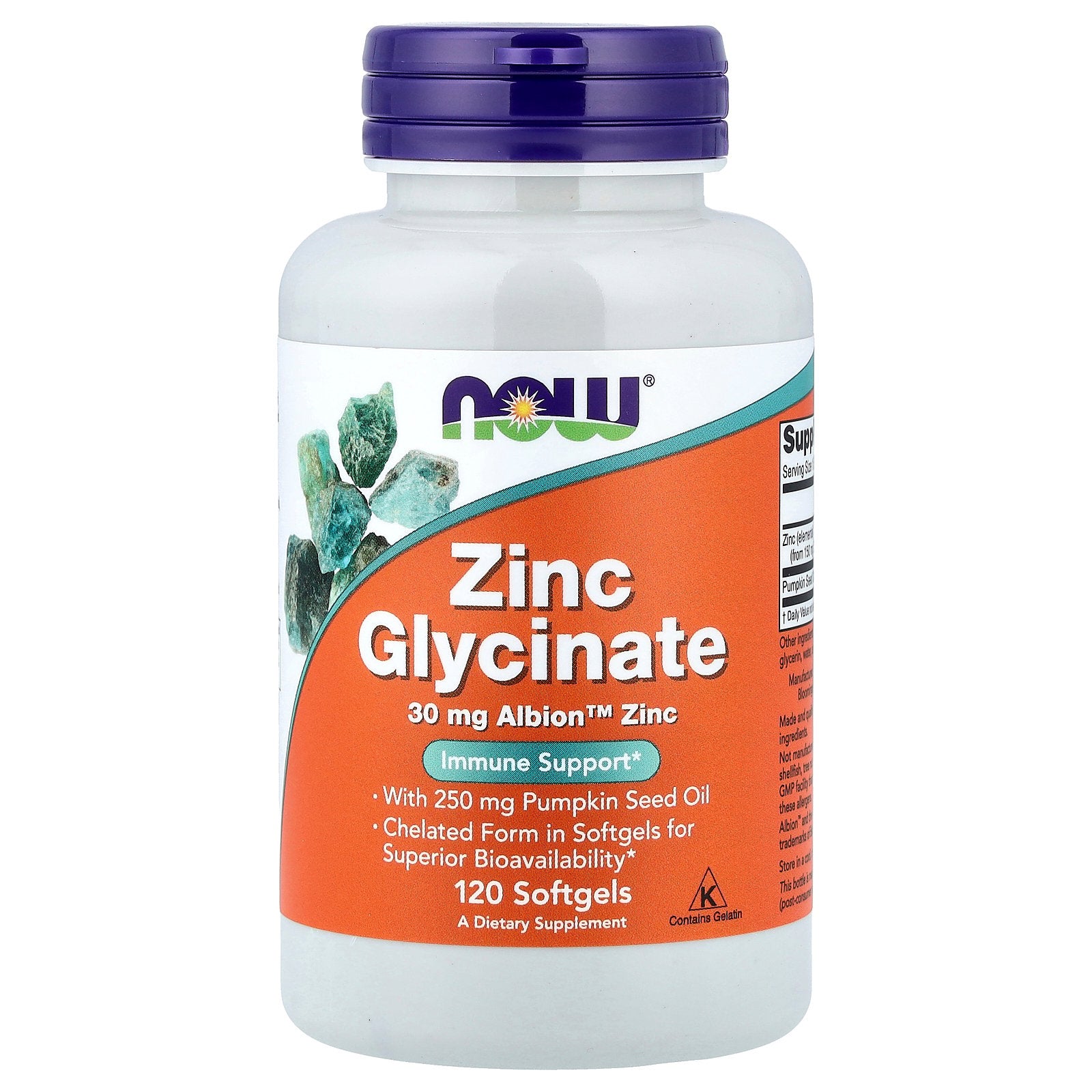 NOW Foods, Zinc Glycinate, 120 Softgels