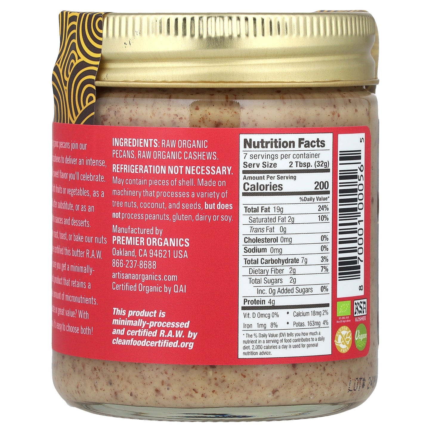 Artisana, Organics, Raw Pecan Butter with Cashews, 8 oz (227 g)