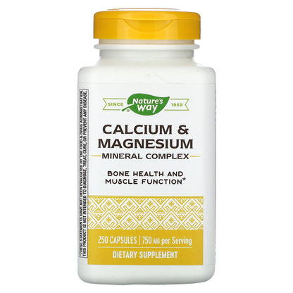 Nature's Way, Calcium & Magnesium, Mineral Complex, 750 mg, 250 Capsules (250 mg per Capsule)