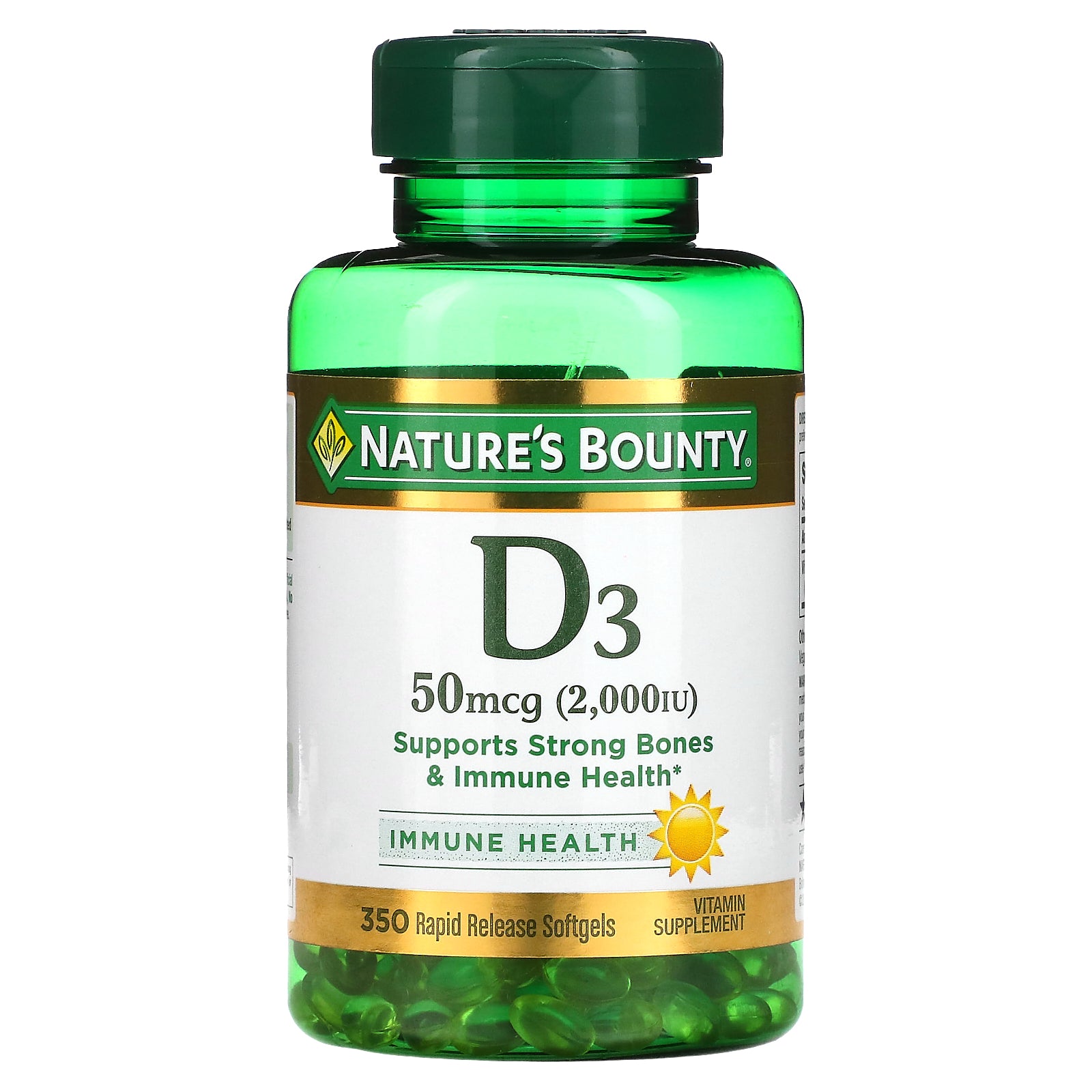 Nature's Bounty, D3, 50 mcg (2,000 IU), 350 Rapid Release Softgels