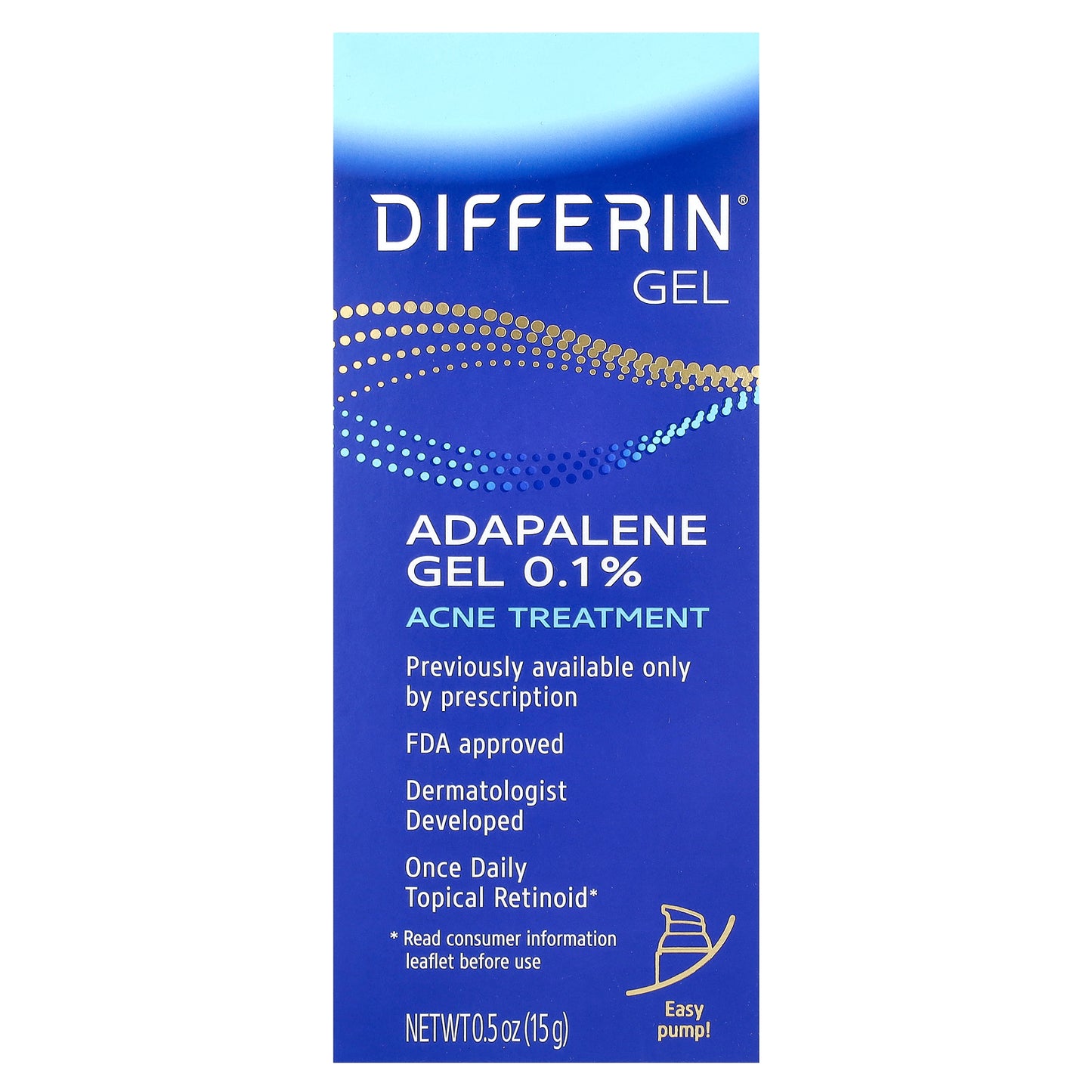 Differin, Adapalene Gel 0.1%, Acne Treatment, 0.5 oz (15 g)