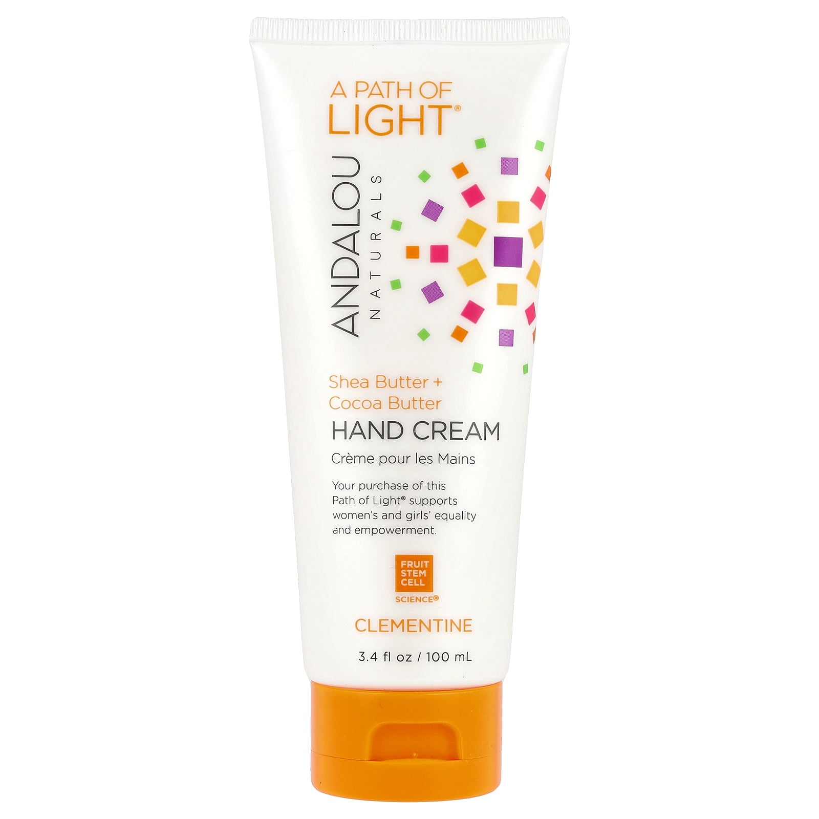 Andalou Naturals, A Path of Light®, Shea Butter + Cocoa Butter Hand Cream, Clementine, 3.4 fl oz (100 ml)