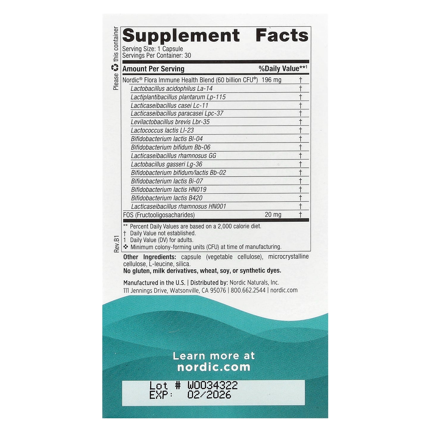 Nordic Naturals, Nordic Flora Probiotic, Immune Health, 60 Billion CFU, 30 Capsules