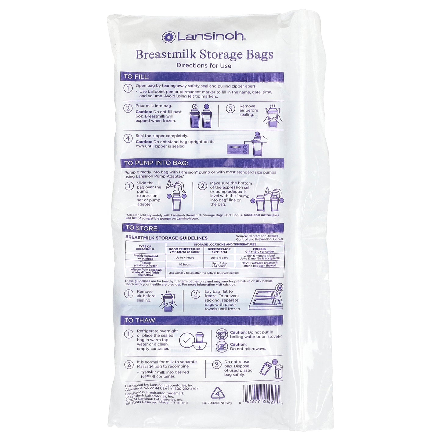 Lansinoh, Breastmilk Storage Bags, 25 Pre-Sterilized Bags
