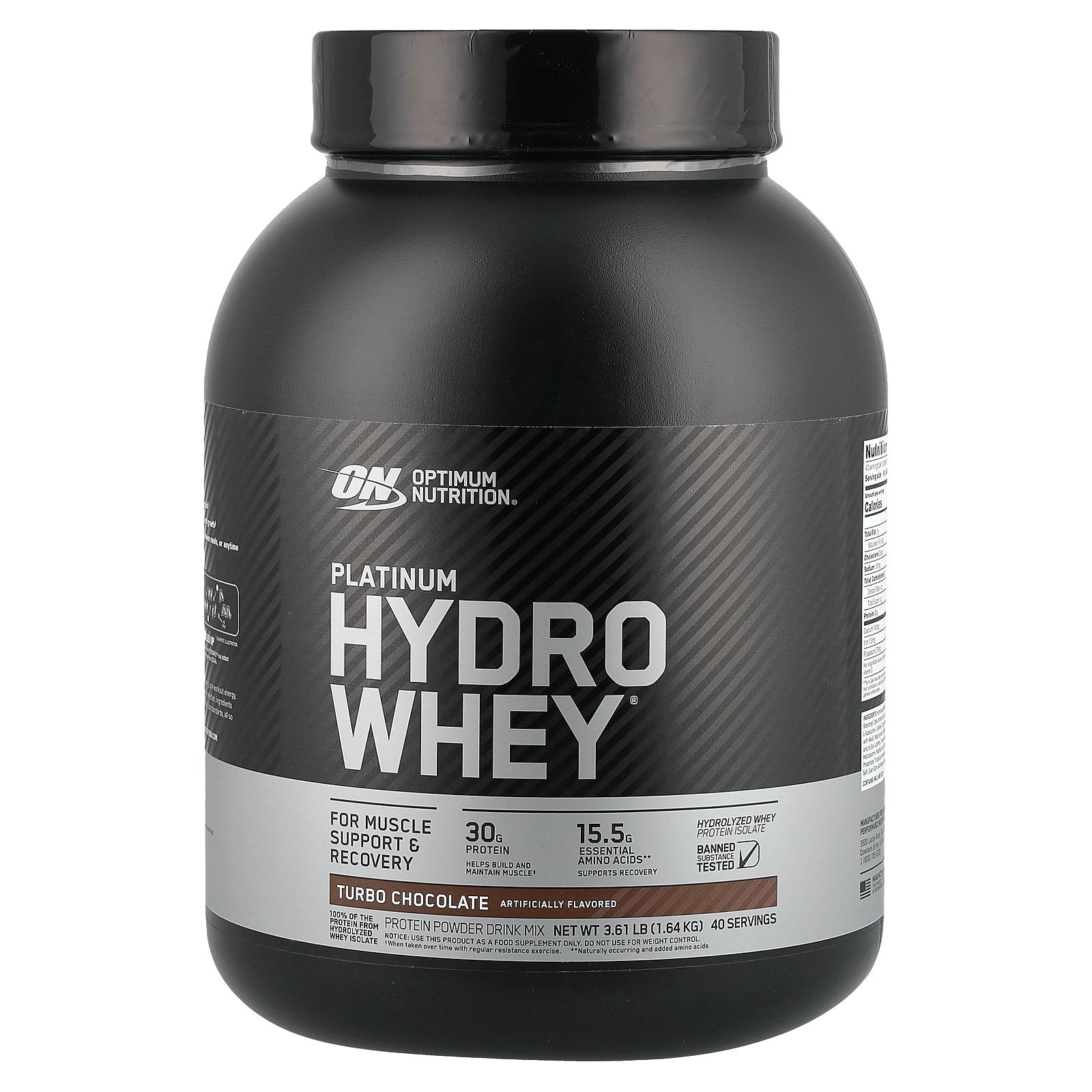 Optimum Nutrition, Platinum Hydro Whey®, Turbo Chocolate, 3.61 lb (1.64 kg)