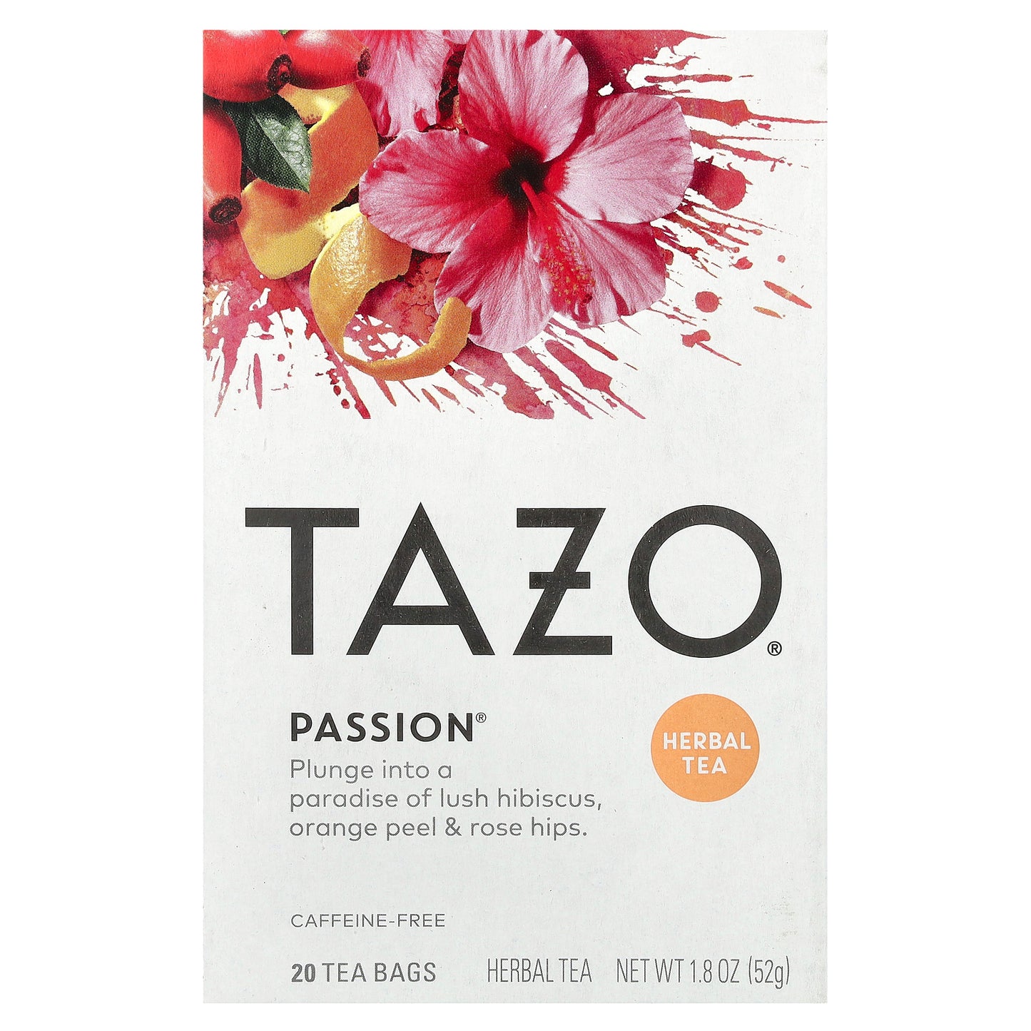 TAZO, Herbal Tea, Passion, Caffeine-Free, 20 Tea Bags, 1.8 oz (52 g)