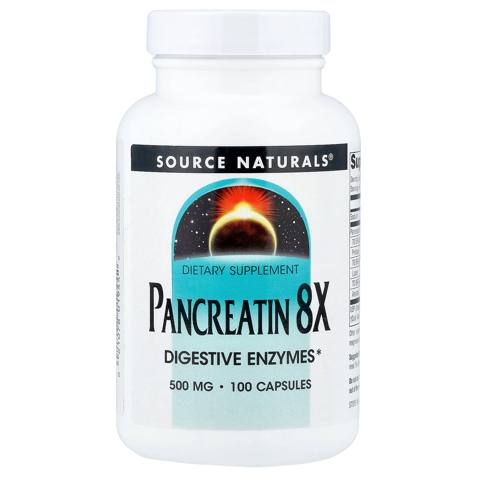Source Naturals, Pancreatin 8X, 100 Capsules