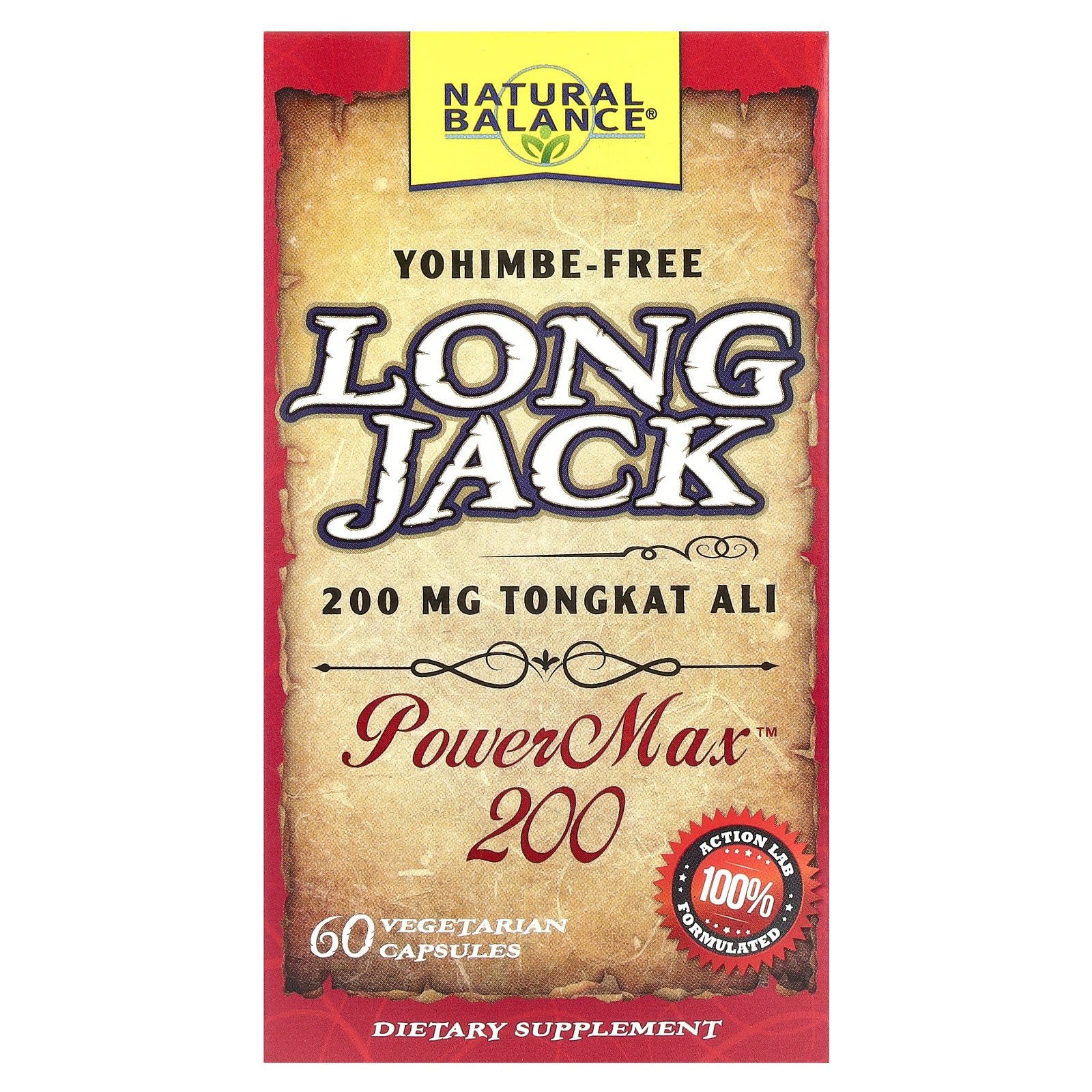 Natural Balance, Long Jack, PowerMax™, 200 mg, 60 Vegetarian Capsules