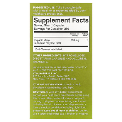 Viva Naturals, Peruvian Maca, Gelatinized, 500 mg, 250 Veggie Capsules