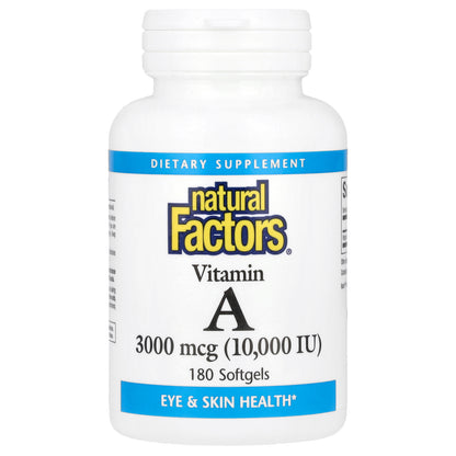 Natural Factors, Vitamin A, 3,000 mcg (10,000 IU), 180 Softgels