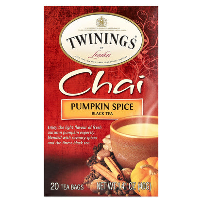 Twinings, Black Tea, Chai, Pumpkin Spice, 20 Tea Bags, 1.41 oz (40 g)