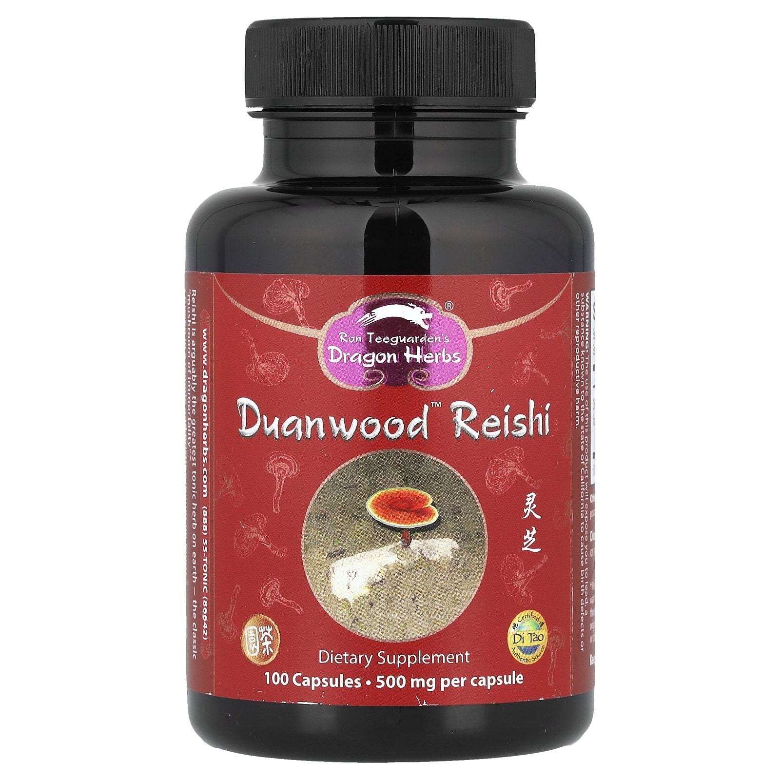 Dragon Herbs, Duanwood™ Reishi, 500 mg, 100 Capsules