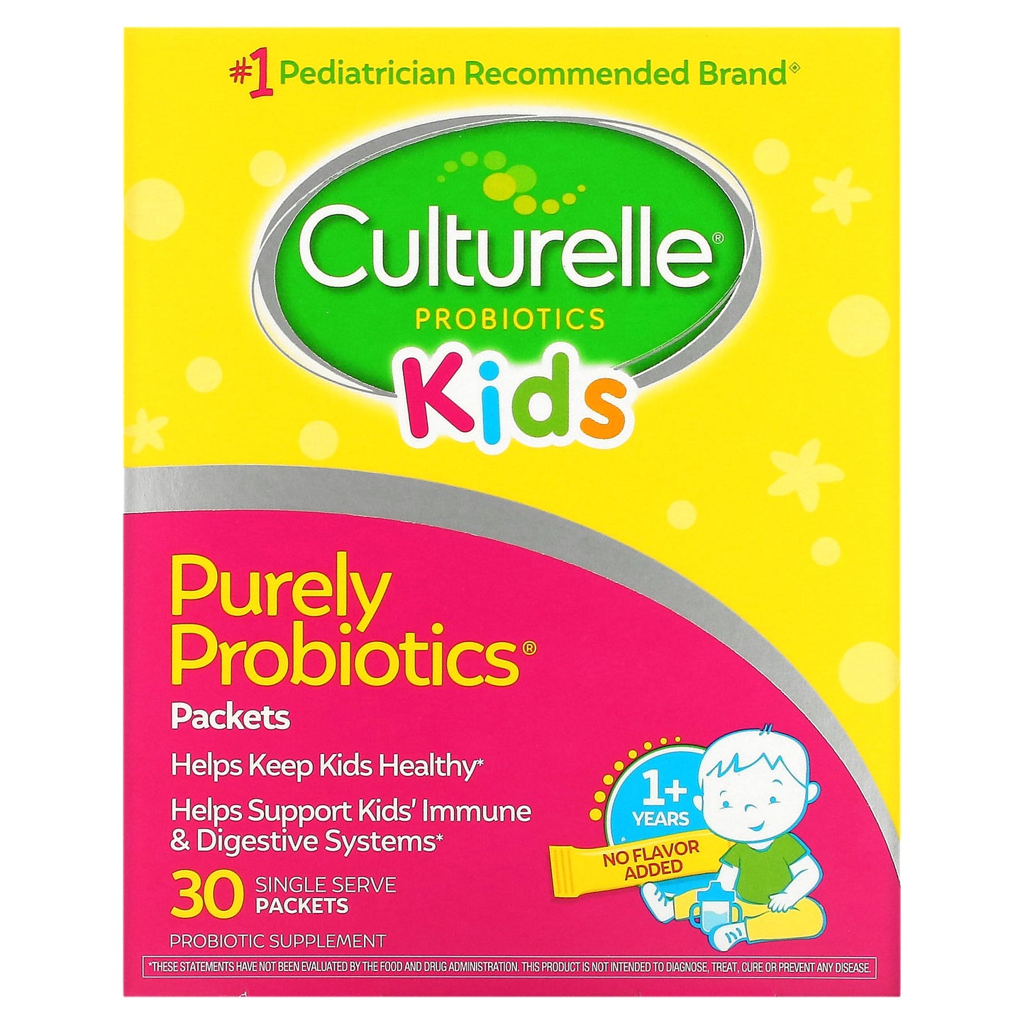 Culturelle, Kids, Purely Probiotics, 1+ Years, Unflavored, 23 mg , 30 Single Serve Packets