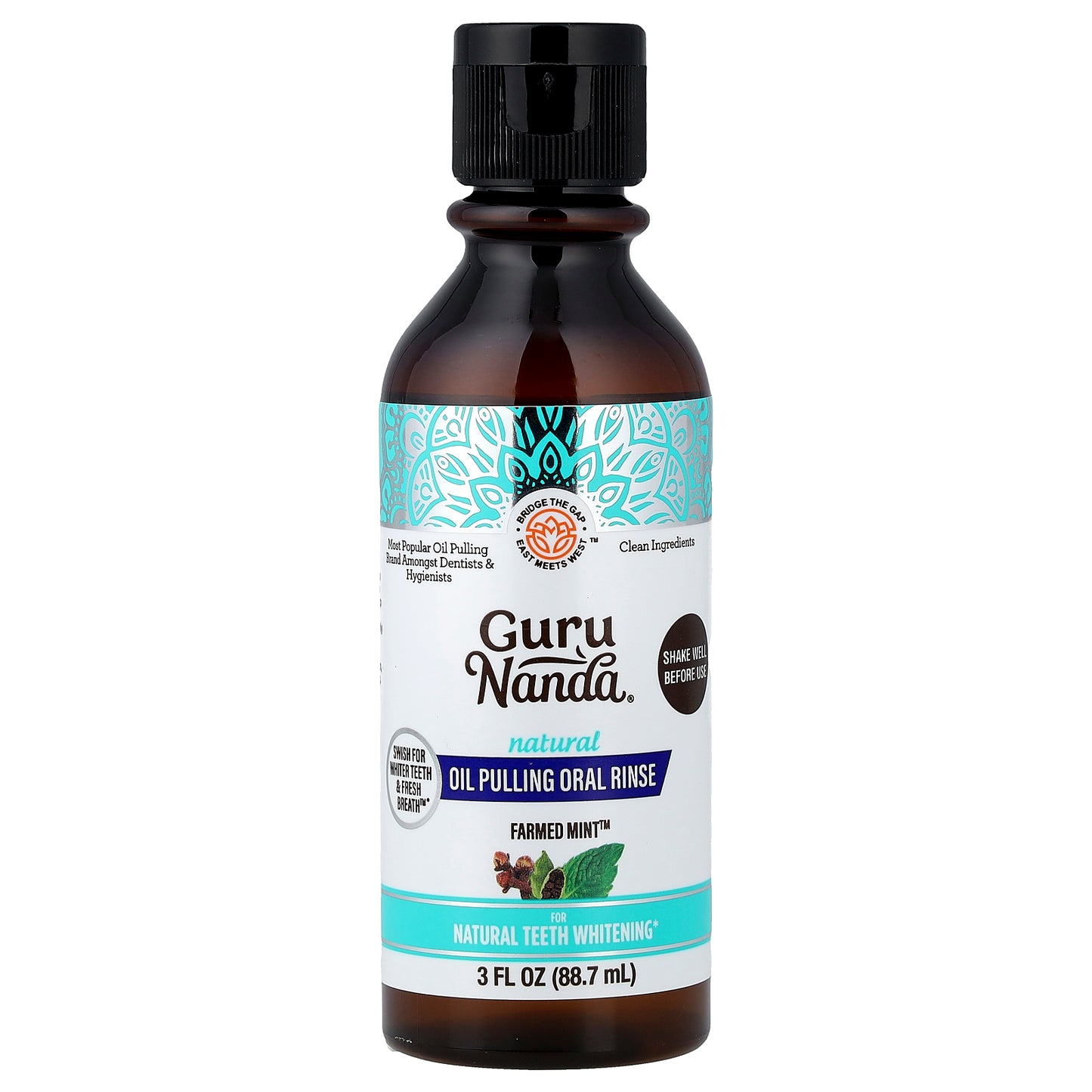GuruNanda, Natural Oil Pulling Oral Rinse, Farmed Mint™, 3 fl oz (88.7 ml)