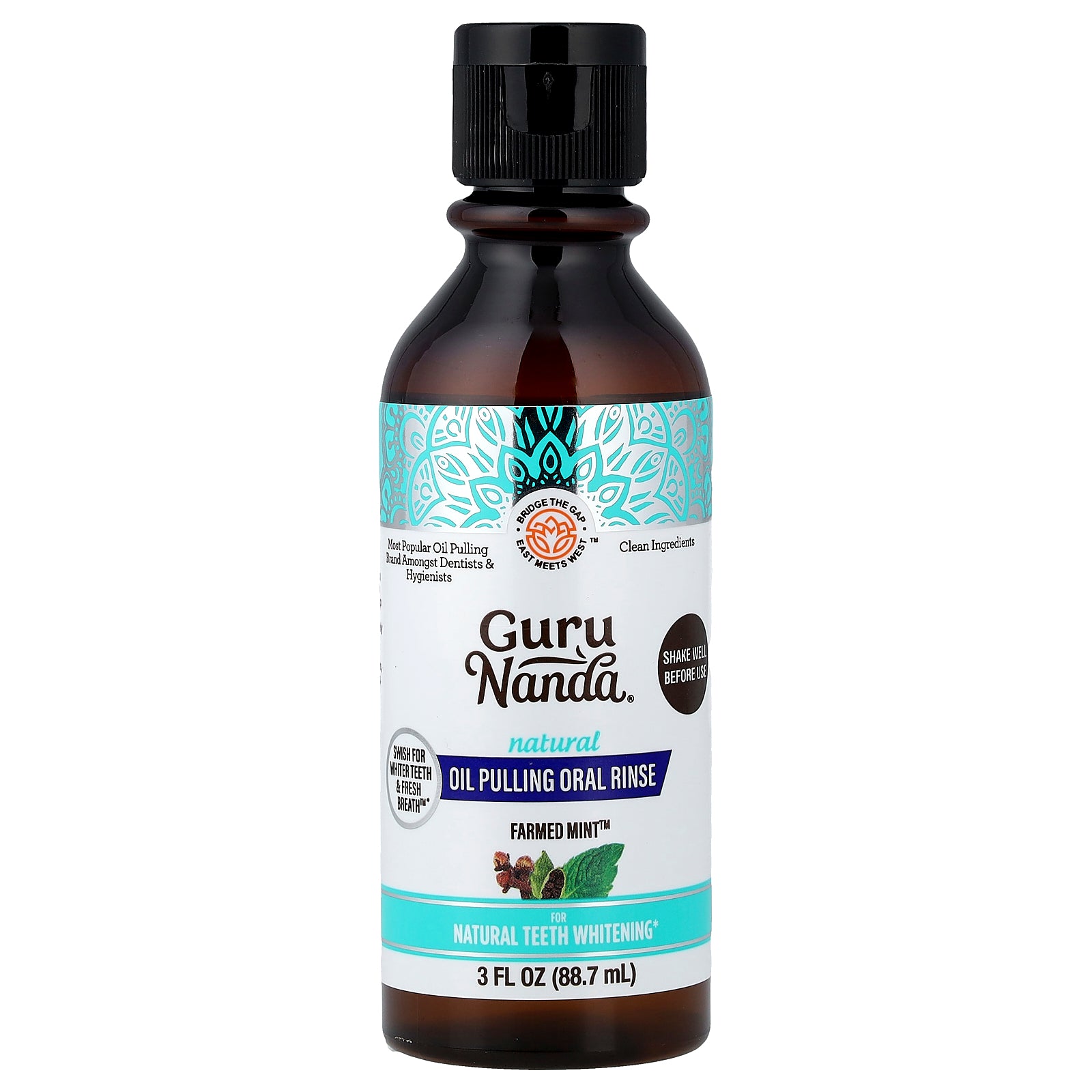 GuruNanda, Natural Oil Pulling Oral Rinse, Farmed Mint™, 3 fl oz (88.7 ml)