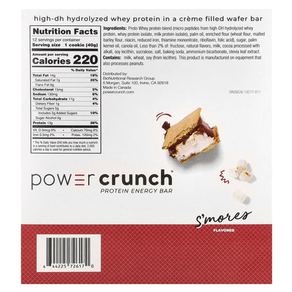 BNRG, Power Crunch®, Protein Energy Bar, S'mores, 12 Bars, 1.4 oz (40 g) Each