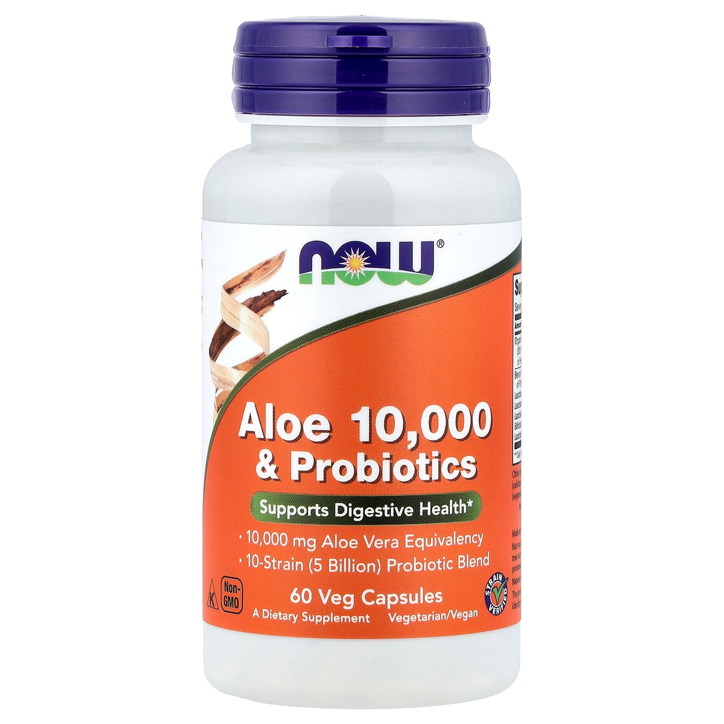 NOW Foods, Aloe 10,000 & Probiotics, 60 Veg Capsules