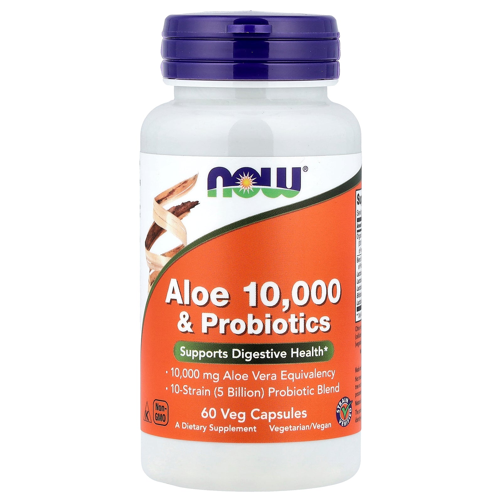 NOW Foods, Aloe 10,000 & Probiotics, 60 Veg Capsules