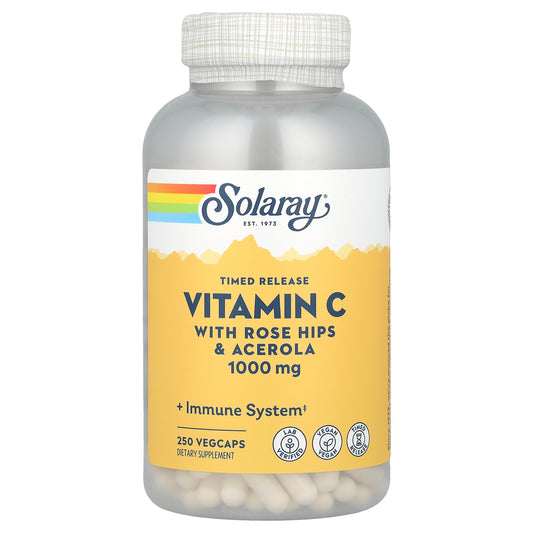 Solaray, Timed Release Vitamin C with Rose Hips & Acerola, 1,000 mg, 250 VegCaps