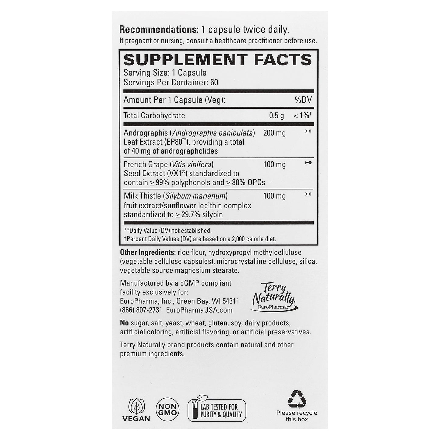 Terry Naturally, Healthy Liver, 60 Capsules