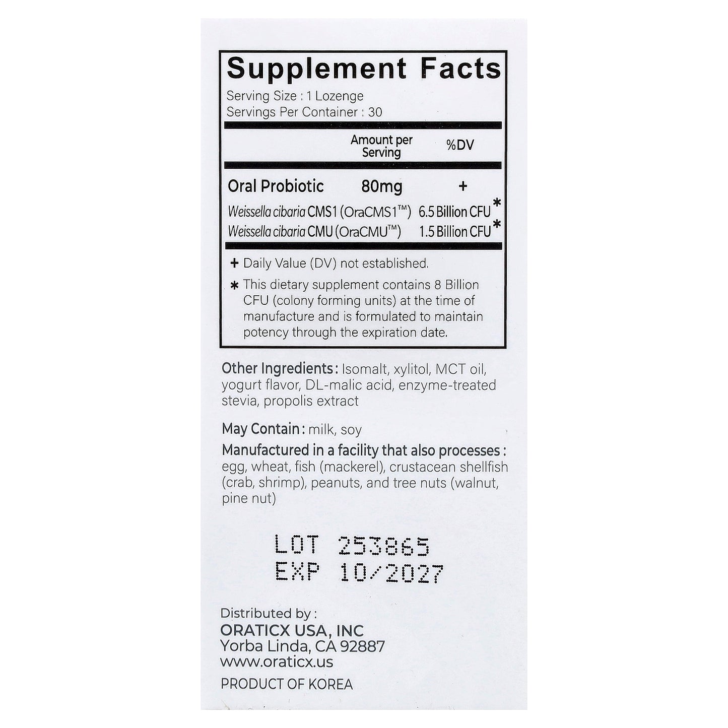 Oraticx, Kids, Dental Probiotics, Yogurt, 30 Lozenges