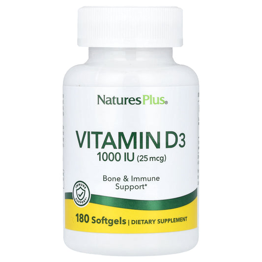 NaturesPlus, Vitamin D3, 1,000 IU (25 mcg) , 180 Softgels