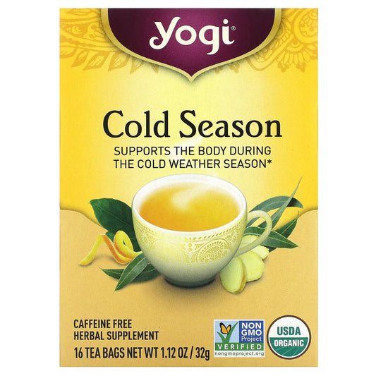 Yogi Tea, Cold Season, Caffeine Free, 16 Tea Bags, 1.12 oz (32 g)