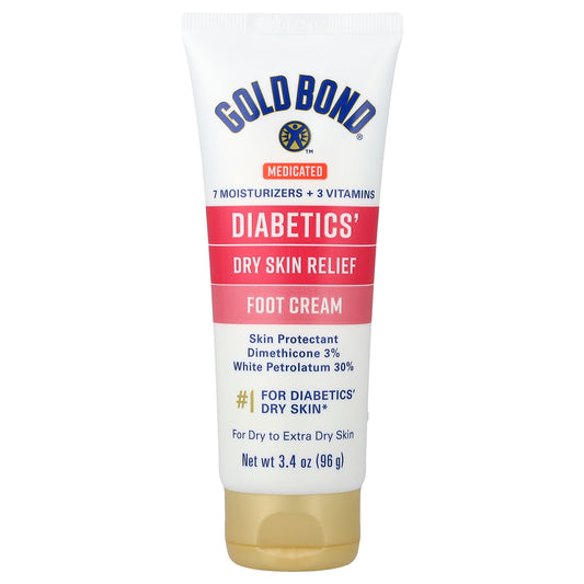 Gold Bond, Medicated, Diabetics' Dry Skin Relief Foot Cream, For Dry to Extra Dry Skin, 3.4 oz (96 g)