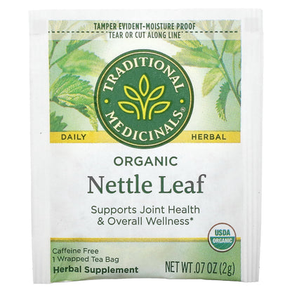 Traditional Medicinals, Organic Nettle Leaf, Caffeine Free, 16 Wrapped Tea Bags, 1.13 oz (32 g)