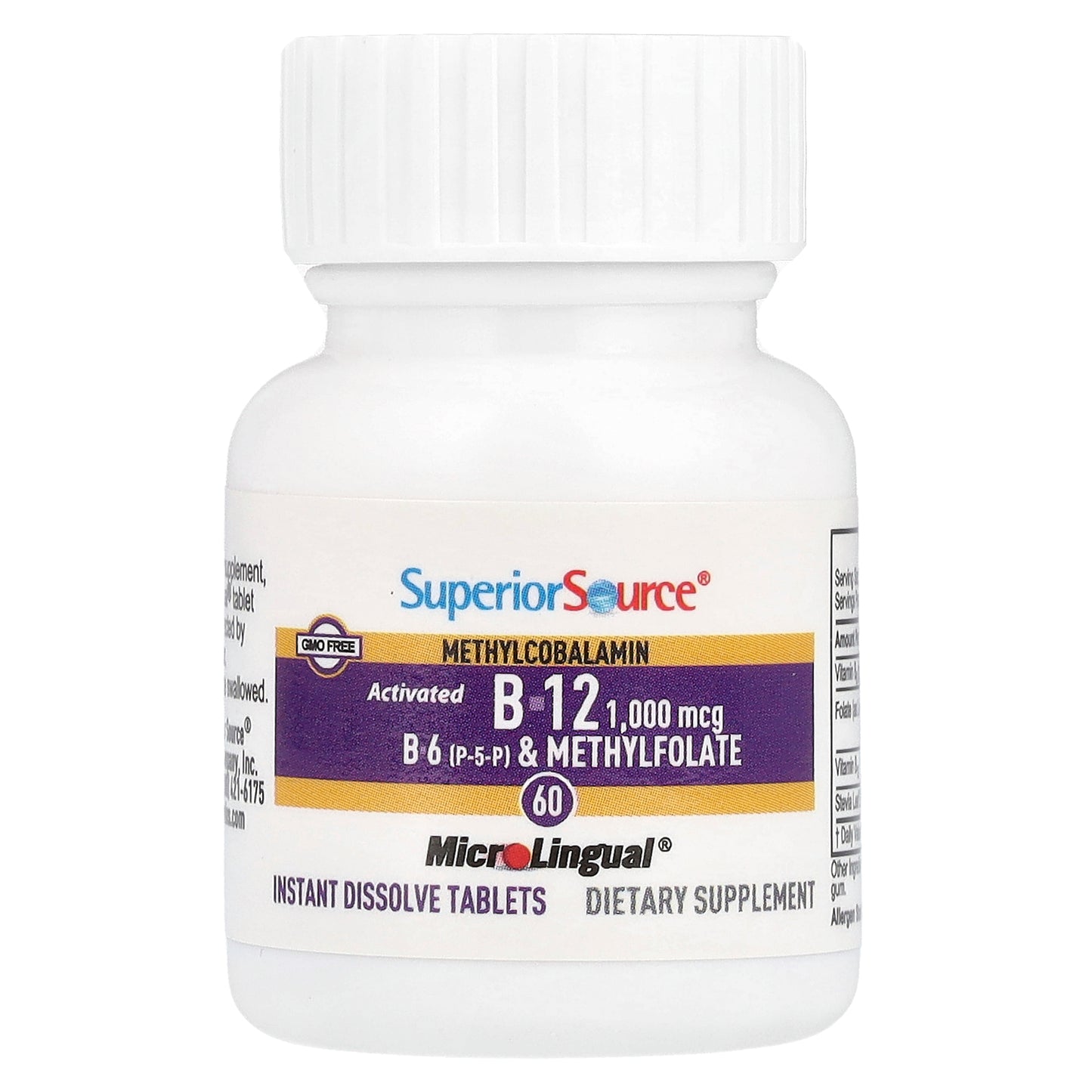 Superior Source, Activated B-12, Methylcobalamin, B-6 (P-5-P) & Methylfolate, 60 MicroLingual® Instant Dissolve Tablets