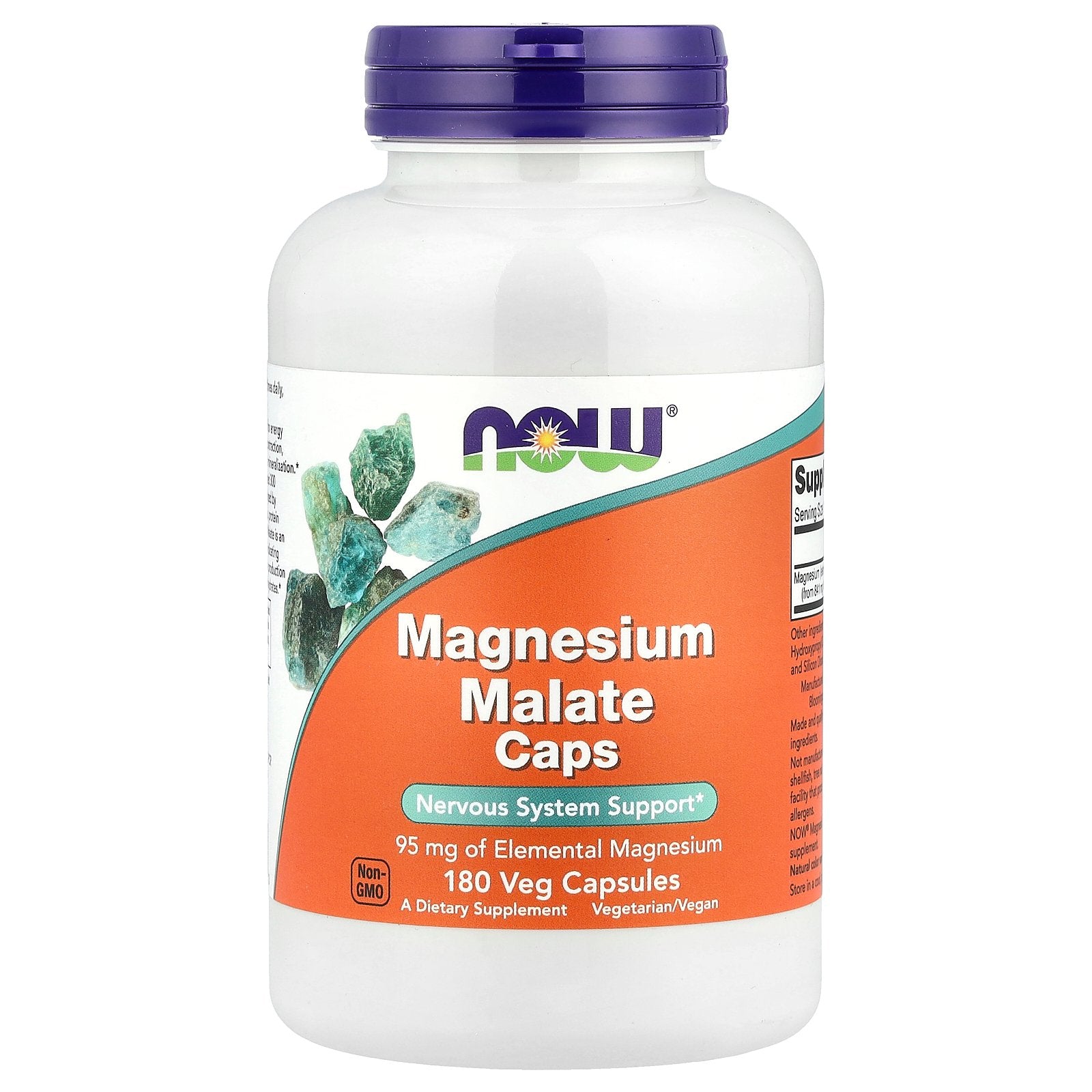 NOW Foods, Magnesium Malate Caps, 95 mg, 180 Veg Capsules