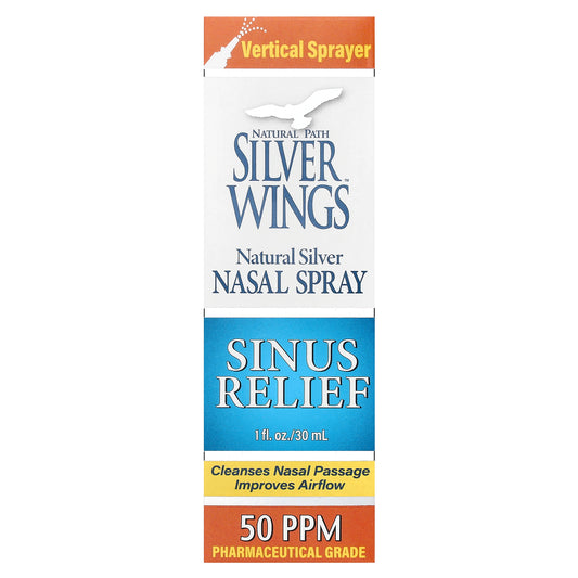 Natural Path Silver Wings, Natural Silver Nasal Spray, Sinus Relief, 50 PPM, 1 fl oz (30 ml)