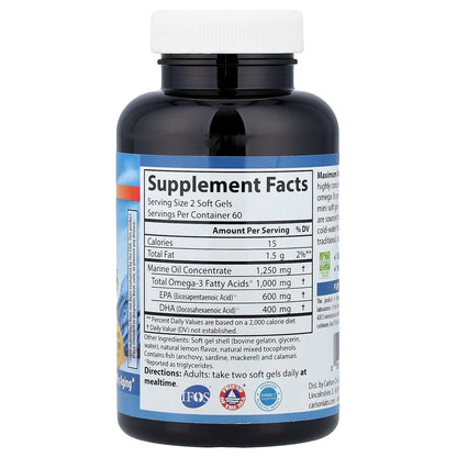 Carlson, Maximum Omega Minis, Natural Lemon, 120 Mini Soft Gels (500 mg per Soft Gel)