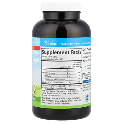 Carlson, Kid's, Chewable Calcium, Natural Vanilla, 250 mg, 120 Tablets