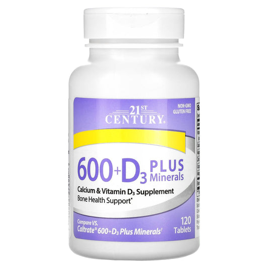 21st Century, 600+D3 Plus Minerals, 120 Tablets