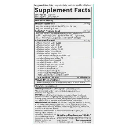 Garden of Life, Probiotics Calm, 50 Billion, 30 Vegetarian Capsules