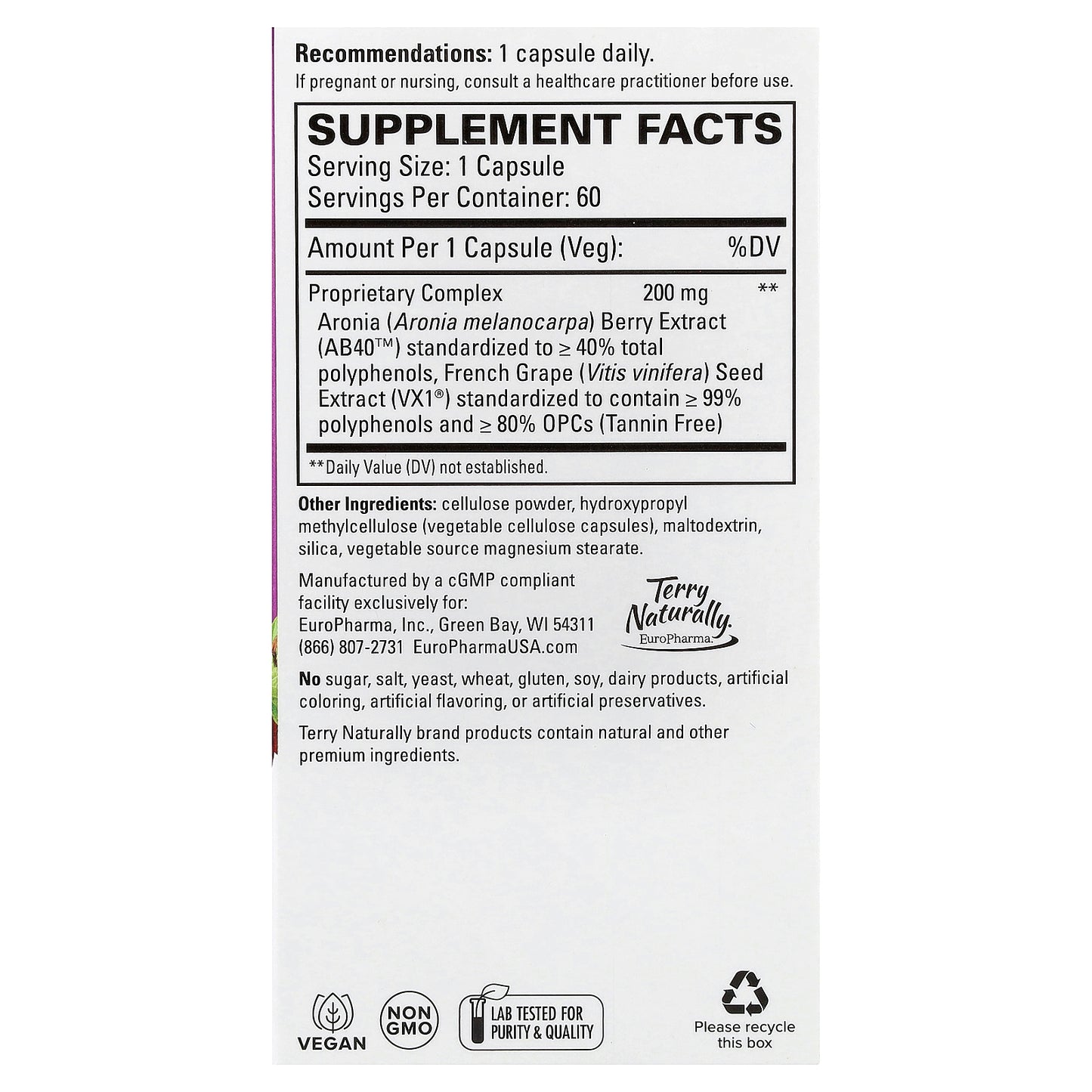 Terry Naturally, Aronia Berry Complex™, 60 Capsules