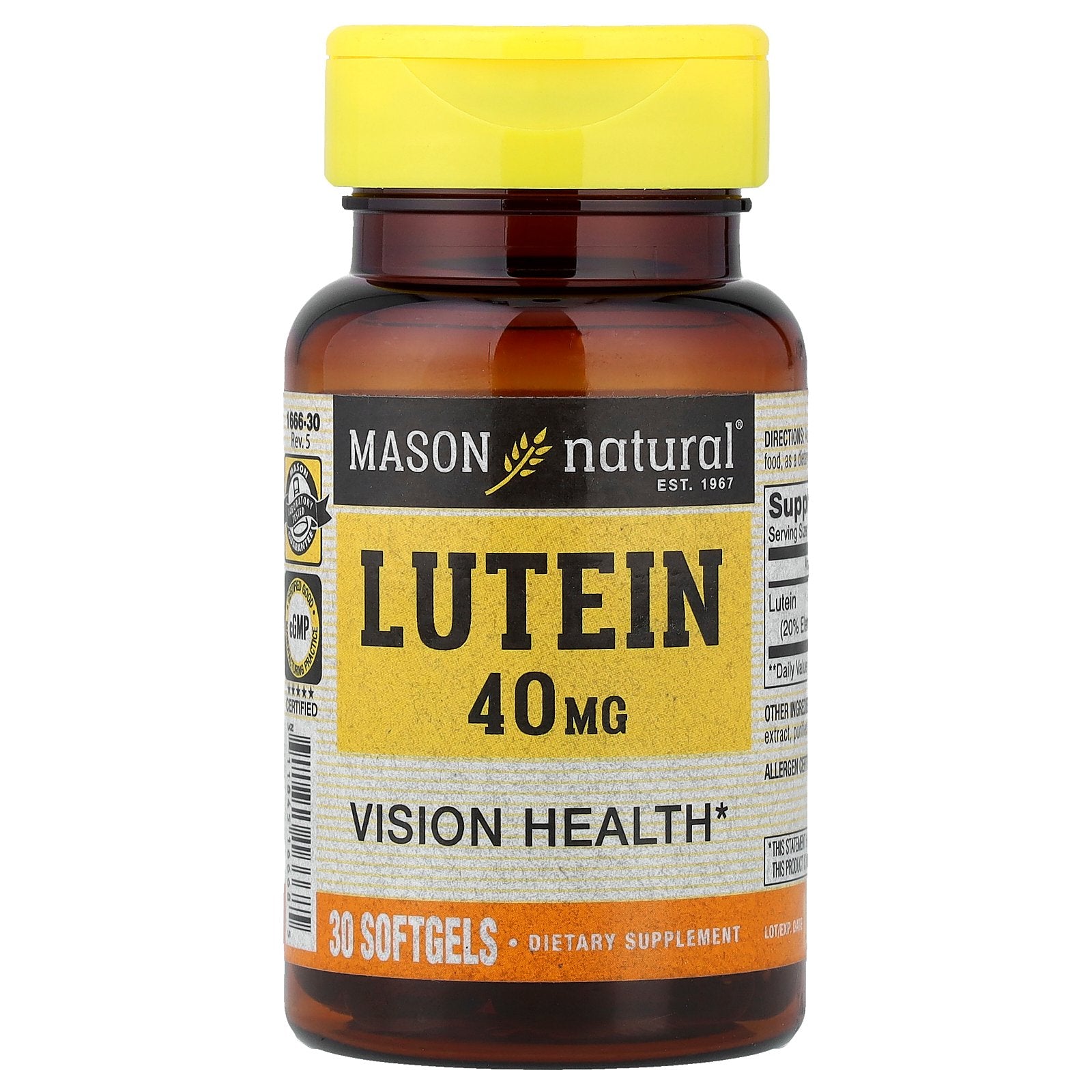 Mason Natural, Lutein, 40 mg, 30 Softgels