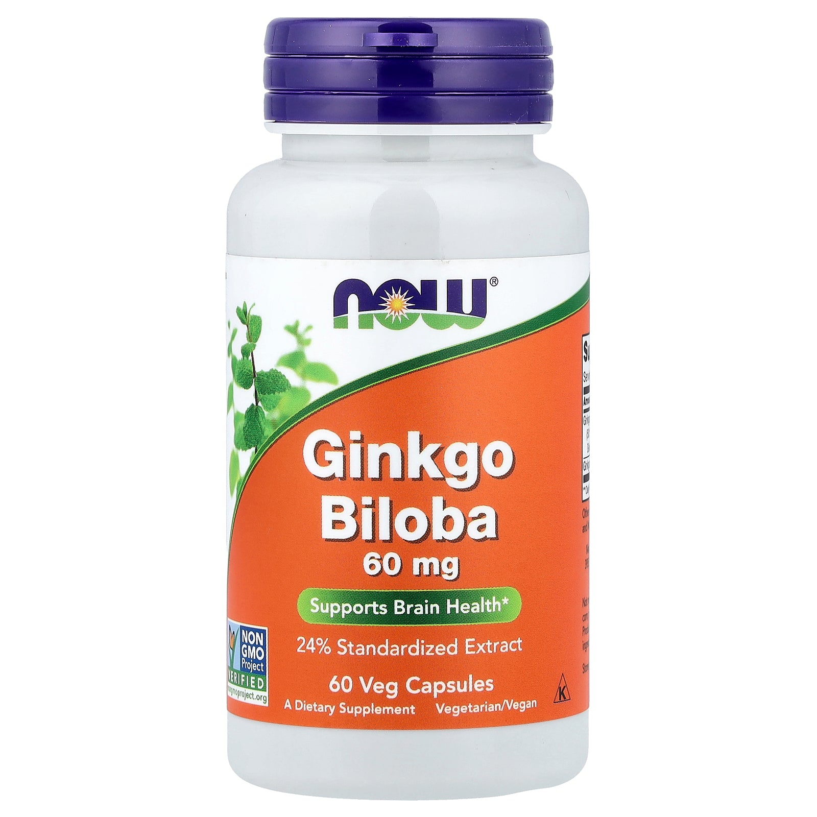 NOW Foods, Ginkgo Biloba, 60 mg, 60 Veg Capsules